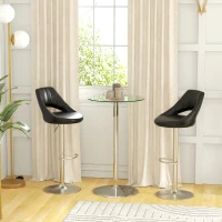 HOMCOM High Top Bar Table, Round Kitchen Table with Tempered Glass Top and Steel Base, Bistro Table for 2 People, Clear(m-2)