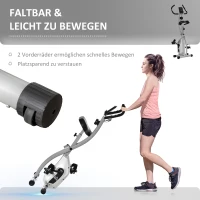 HOMCOM Heimtrainer X-Bike Fahrradtrainer mit 8 stufig einstellbarem Magnetwiderstand faltbares Fitnessfahrrad höhenverstellbar LCD Trainingscomputer Handpulssensoren Silber+Schwarz 86 x 47 x 112 cm(m-5)