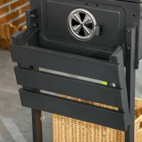 Outsunny Barbecue a Carbone con Coperchio con Termometro, Griglia Regolabile, Ruote e Tavolini, Nero(m-9)