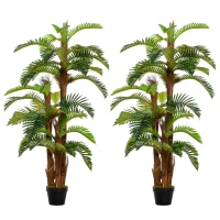 Outsunny Set of 2 Artificial Plant Tropical Fern in Pot, Fake Plants for Home Indoor Outdoor Decor, 150cm, Green(m-11)