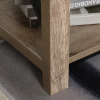 HOMCOM Mesa Auxiliar Mesa de Café Estilo Retro Industrial con Estante Inferior de Almacenaje Multifuncional Marco de Forma X 40,5x40,5x60 cm Roble(m-7)