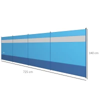 Outsunny Camping Windbreaker with Clear Windows, Carry Bag and Steel Poles, for Beach Caravan Campervan, 725 x 140cm, Blue(m-3)