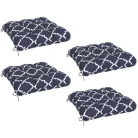 Outsunny 4-Piece Seat Cushion Pillows Replacement, Patio Chair Cushions Set with Ties for Indoor Outdoor, Blue(m-11)