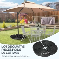 Outsunny Lot de 4 dalles de lestage pour parasol déporté dim. tot. 100L x 100l x 8H cm HDPE aspect rotin noir(m-4)