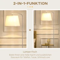 HOMCOM Stehleuchte mit 2 Regalen, Standleuchte, Fußschalter, 40 W. E 27, Natur + Weiß(m-4)