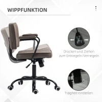 Vinsetto Bürostuhl Computerstuhl, Retrodesign, Knopfheftung, Kunstleder, höhenverstellbar, Kaffee(m-5)