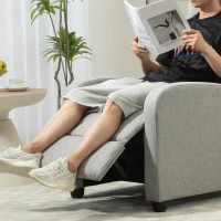 HOMCOM 135° Push Back Recliner Armchair, with Footrest - Grey(m-8)