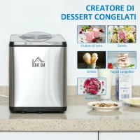 HOMCOM Gelatiera da 1.5L in Acciaio per Gelati, Yogurt e Milkshake, 38.4x24x32cm(m-4)