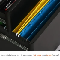 Vinsetto Rollcontainer mit 3 Schubladen mobiler Aktenschrank mit Rollen abschließbar Büroschrank mit Hängeregistratur Stiftfach, Bürocontainer für Büro, Homeoffice, 39 x 48 x 59 cm Schwarz(m-6)