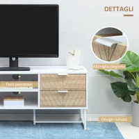 HOMCOM Mobile Porta TV fino a 47", Mobiletto Basso con Cassetti, Mobiletto da Salotto in Legno, 120x39x48cm, Bianco e Rovere(m-7)