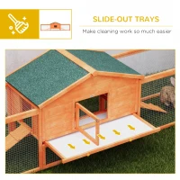 PawHut Wooden Rabbit Hutch with Run, Tray, Ramps, Asphalt Roof, 309 x 70 x 87cm, Orange(m-6)