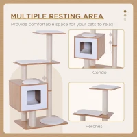 PawHut Cat Tree for Indoor Cats Scratching Post Kitten House Condo Activity Center w/ Cushion Hanging Toy Multi-level(m-4)