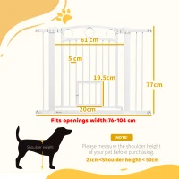PawHut 77cm Tall Dog Gate with Cat Door, 7cm and 14cm Extensions, for Stairs, Doorways, 76-104cm Width(m-3)