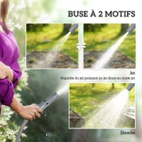 Outsunny Dévidoir enrouleur de tuyau d'arrosage 20m + 2m, buse de pulvérisation réglable 2 en 1, à fixer au mur ou à poser(m-5)
