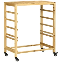 Outsunny Gemüsehorde mit 5 Regalen, Obstkiste, Gemüsekiste, wetterbeständig, 4 Rollen, 73 cm x 45 cm x 91 cm, Natur(m-10)