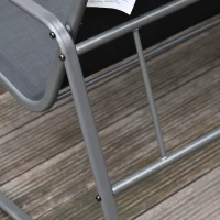 Outsunny Set Tavolino con Panchina e 2 Sedie da Giardino, Arredamento da Esterno in Metallo e Texteline, Nero(m-8)