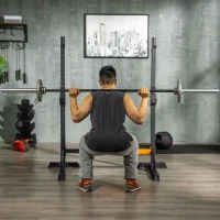 HOMCOM Support pour haltères avec poignée repose haltères rack Squats hauteur largeur réglables charge max. 150 kg acier noir(m-2)