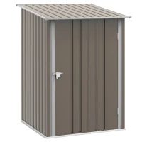 Outsunny Casetta Porta Attrezzi 0.92m² in Acciaio Zincato con Tetto Inclinato e Serratura, 100x103x160 cm, Marrone(m-11)