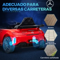 AIYAPLAY Coche Eléctrico para Niños de +3 Años Mercedes-Benz AMG GTR con Batería 12V Mando a Distancia Faros Bocina Música Rojo(m-9)