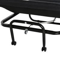 HOMCOM Cama Abatible 184x65 cm con Cabecera Ajustable Ruedas Universales y Estructura de Metal Carga Máx. 120 kg Negro(m-8)
