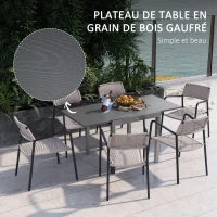 Outsunny Table de jardin rectangulaire extensible jusqu'à 6 personnes en aluminium dim. 80/160L x 80l x 75H cm gris(m-6)