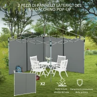 Outsunny Set 2 Pareti Gazebo 3x3 e 3x6 m in Tessuto Oxford con Porte a Cerniera, 295x195 cm, Grigio Scuro(m-4)