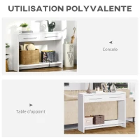 HOMCOM Table console table d'entrée bout de canapé avec étagère et 2 tiroirs style moderne - dim. 101,6I x 28P x 76,2H cm - blanc(m-6)