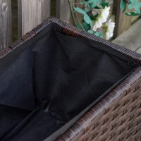 Outsunny Hochbeet Poly Rattan mit Rollen Pflanzkasten mit Abflusslöchern Blumenkasten Blumenkübel Kaffee-Braun 94,5 x 31 x 36 cm(m-8)