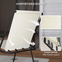 Outsunny 4 Seater Garden Furniture Set, 6 Pieces Garden Table and Chairs with Parasol, Outdoor Garden Dining Set with Folding Chairs and Round Glass Top Table for Patio, Cream White(m-6)