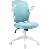 HOMCOM Fauteuil de bureau hauteur réglable pivotant 360° accoudoirs relevables dossier en maille et assise tissu bleu(m-1)