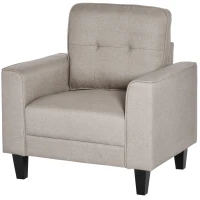 HOMCOM Poltrona Moderna in Tessuto con Piedini in Legno per Camera e Soggiorno, 90x72x91cm, Beige(m-10)