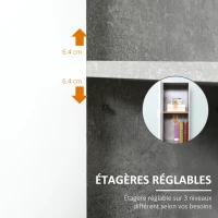 kleankin Meuble Colonne Rangement Salle de Bain dim. 30L x 30l x 180H cm 2 placards avec étagère + 2 niches Panneaux Particules Aspect Ciment Blanc(m-5)