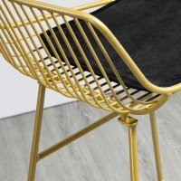 HOMCOM Lot de 2 chaises de bar design acier filaire doré avec coussin noir repose-pieds convient pour tables de 104-109 cm(m-9)