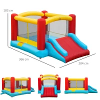 HOMCOM Castillo Hinchable con Tobogán Cama de Salto para Niños +3 Años Incluye Inflador y Bolsa de Transporte para Interior y Exterior 366x274x183 cm Multicolor(m-3)