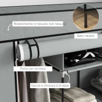 HOMCOM Armadio in Tessuto e Acciaio con 10 Ripiani, 4 Cassetti e Ante a Cerniera, Grigio(m-5)