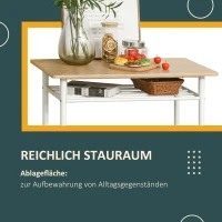 HOMCOM Bartisch Set Bartisch mit 2 Barhockern Essgruppe Küchentisch mit Lagerregal Esstisch für Esszimmer, Küche, Weiß(m-5)