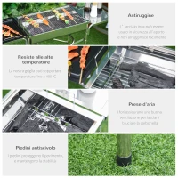 Outsunny Barbecue a Carbonella Grill BBQ da Giardino Balcone con Piano d'Appoggio Esterno Acciaio Inox 104 × 30 × 68cm(m-6)