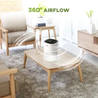 HOMCOM Air Purifiers for Bedroom with 3-Stage Carbon HEPA Filtration System, Air Monitor, Timer, and Ioniser, Air Cleaner with 4 Speeds, Remove Smoke Dust Pollen Odors(m-8)