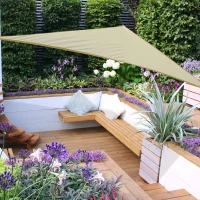 Outsunny Toldo Vela Triangular 4x4x4 m Vela de Sombra para Jardín Patio Terraza Poliéster Anti UV Color Crema(m-2)