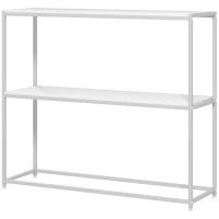 HOMCOM Tavolo Consolle da Ingresso con Ripiano Aperto, in Acciaio e Truciolato, 100x30x87 cm, Bianco(m-10)