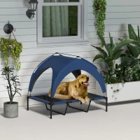 PawHut Cooling Raised Pet Bed w/ Washable Breathable Mesh, for Large Dogs, 106 x 76 x 94cm - Dark Blue(m-10)