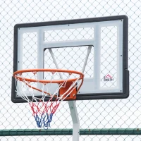 HOMCOM Canestro Basket per Adulti con Tabellone in PVC Regolabile 210-260cm Ruote Integrate Bianco(m-8)