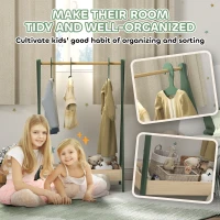 AIYAPLAY Kids Clothes Rail with 3Hangers, Bottom Storage Shelf for Girls, Boys, Nursery, Bedroom, Green(m-6)