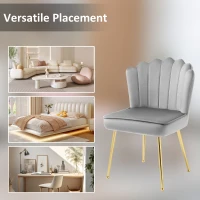 HOMCOM Velvet-Feel Shell Accent Chair - Grey(m-7)