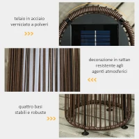 Outsunny Lanterna Solare da Giardino con Luce LED in Rattan e Metallo , Ø21.5x61cm, Marrone(m-6)