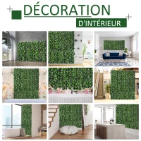 Outsunny Haie Artificielle Feuilles de Laurier - Brise-Vue Feuillage réaliste dim. 3L x 1H m PE Anti-UV Vert(m-6)