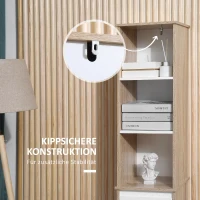 kleankin Badregal Badregal Badmöbel  Badezimmerschrank mit Verstellbares Regal  Hochschrank Standschrank mit 3-stufigen offenen Regal Schrank Schublade Umschlagdesign platzsparend MDF Naturholz+Weiß(m-5)