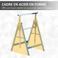 Lot de 2 tréteaux pliables télescopiques hauteur réglable 80-130 cm bleu(m-5)