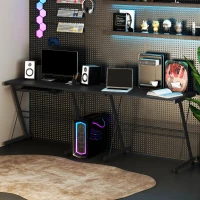 HOMCOM L Shaped Gaming Desk, Corner Computer Desk with Keyboard Tray, Work Table for Home Office, Study Workstation, 130 x 130 x 73.5cm, Black(m-7)