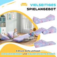 AIYAPLAY Modulares Spielsofa-Set für Kinder, 5-teilig, Treppe, Matratze, Pony- und Sternenmuster, leuchtet im Dunkeln, Rosa(m-4)
